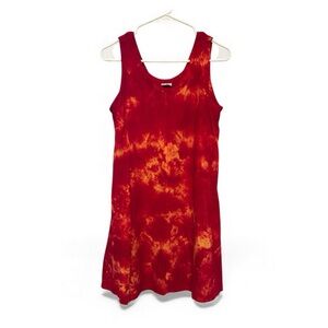 Dharma Trading Company Red and Orange Tie-Dye Mini Dress Size Small
